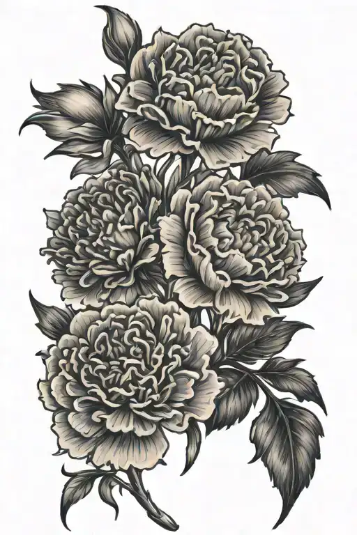 Carnations And Daisy Flowers With Stems