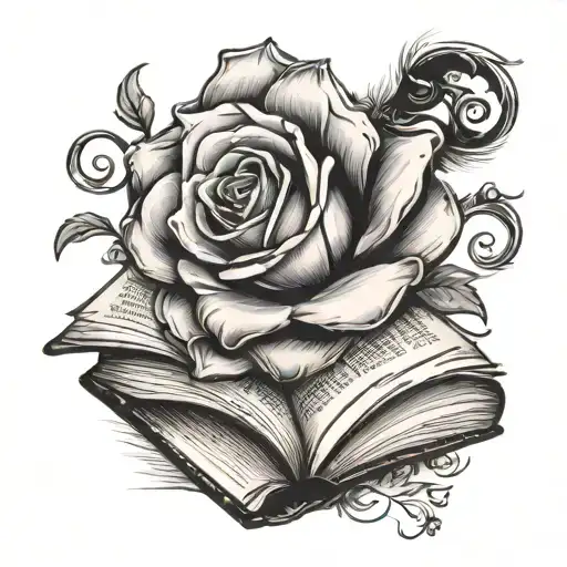 Open Book Single Rose Magician's Wand