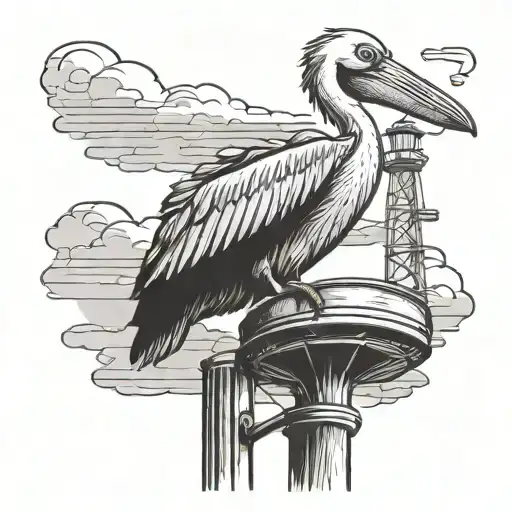 Cartoon Pelican Smoking On Top Of A Light Post