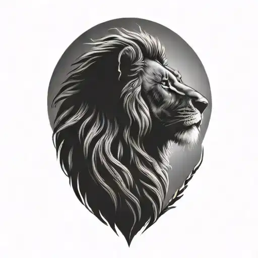 Small Lion Looking Up At Sky With Sun Setting