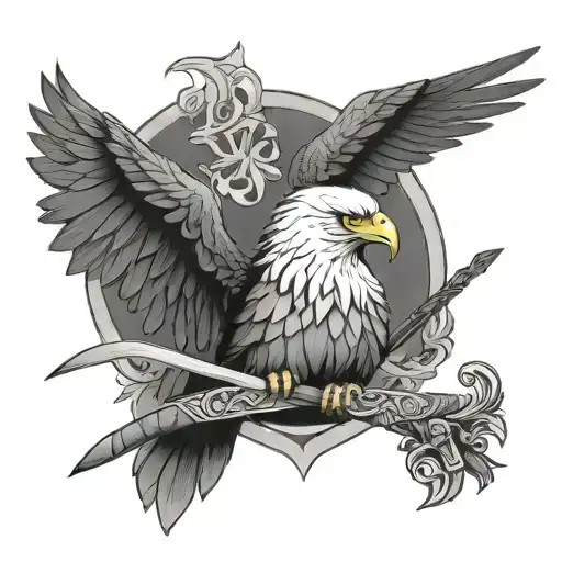 Eagle And Sword With Many Words