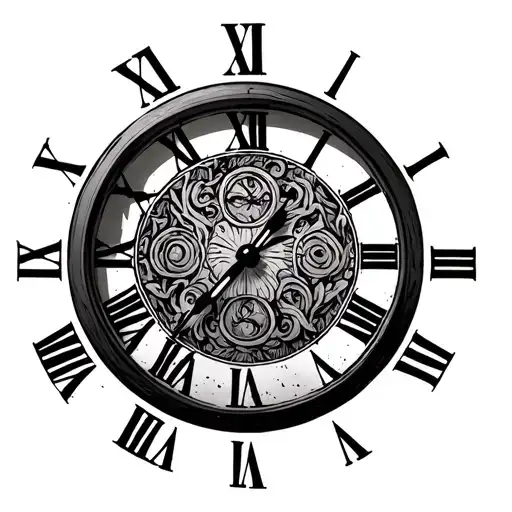 Simple Round Clock With Roman Numerals And A White Face