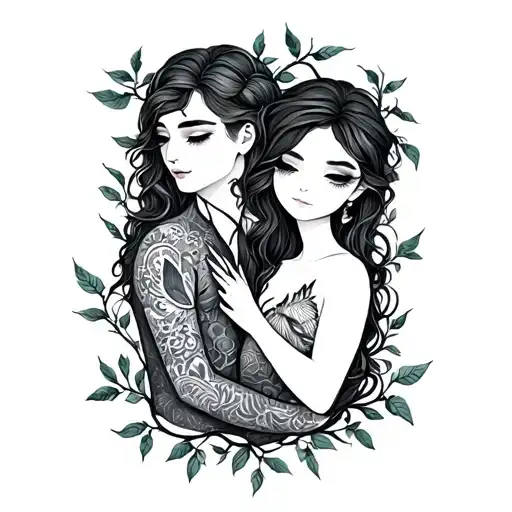 Lovers Card With Vines Wrapped