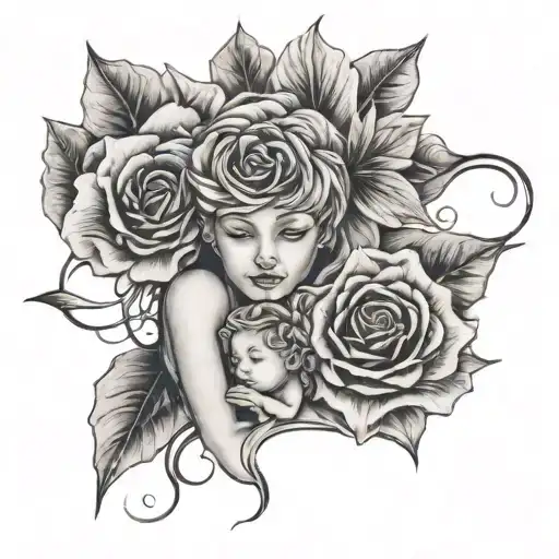 Mom And Baby Outline