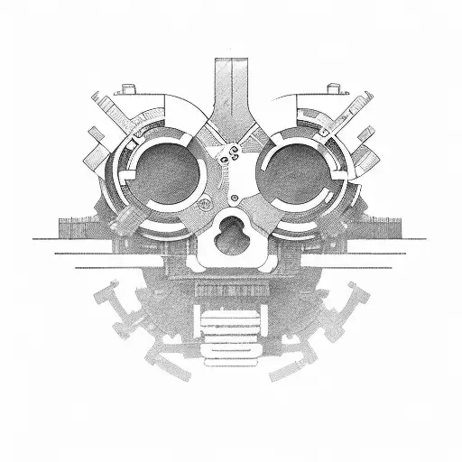 A Mechanical Engineer Symbol Fused With Traditional Ukiyo-e Elements