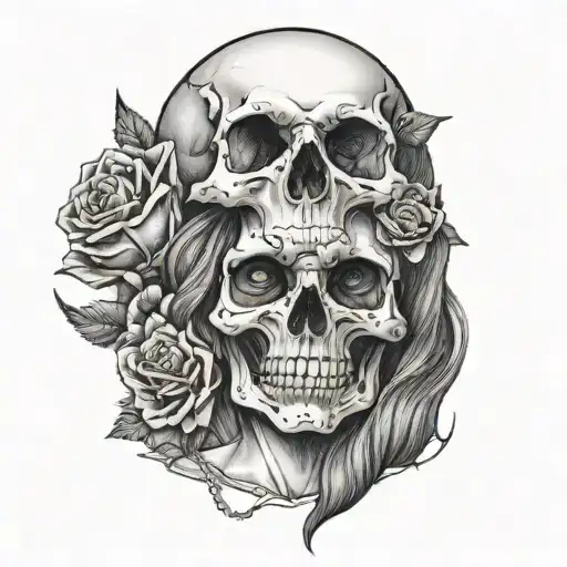 Woman That Lifts Her Tshirt And Has A Skull Inside Her