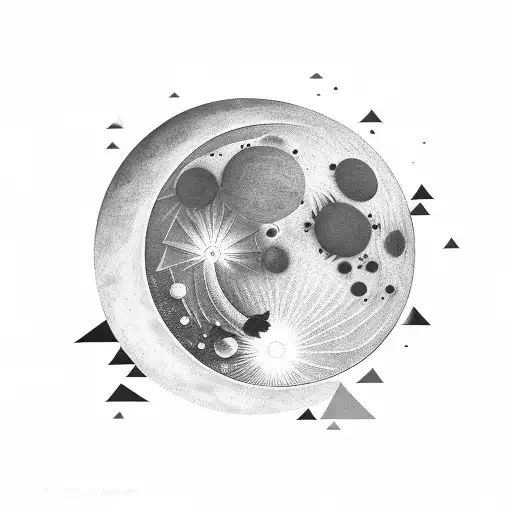 Abstract Moon Surrounded By A Garden Of Unique Plants