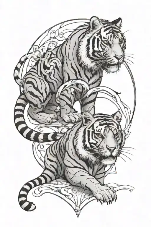 Kryna And Tiger Surrounded