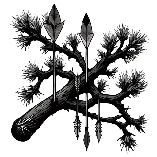 3 Arrows In A Quiver Hanging From A Tamarisk Tree Branch