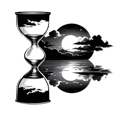 Father Son Hour Glass Filled Sky Reflected