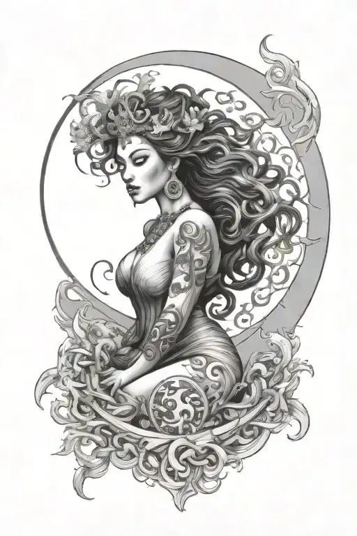 Moon Goddess Symbol Incorporating Elements