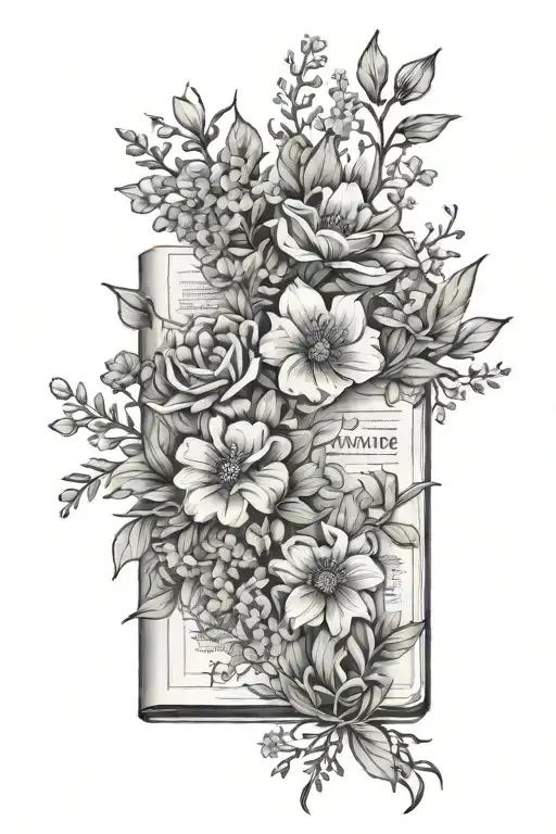 Book Surrounded By Birth Month Flowers Intertwined