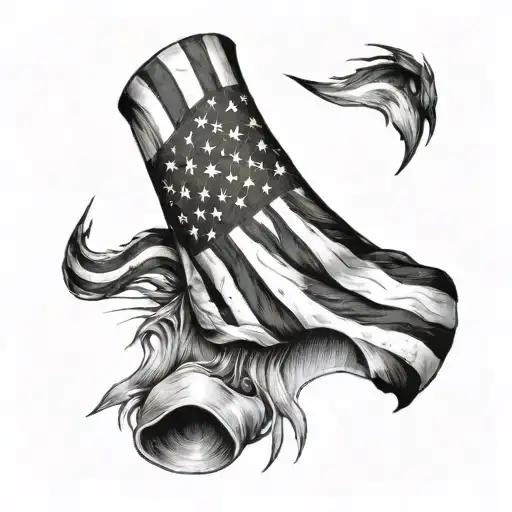 Draw A Tattoo Of A Black American Flag That Wraps Around My Upper Arm