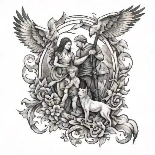 Family In Heaven And Hunting