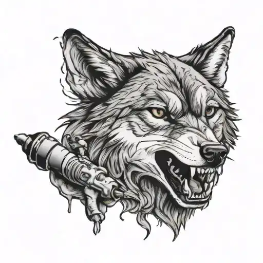 Wolf On Forearm With Drill