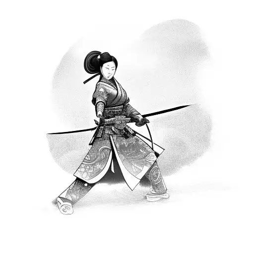 A Lady Samurai With Katana