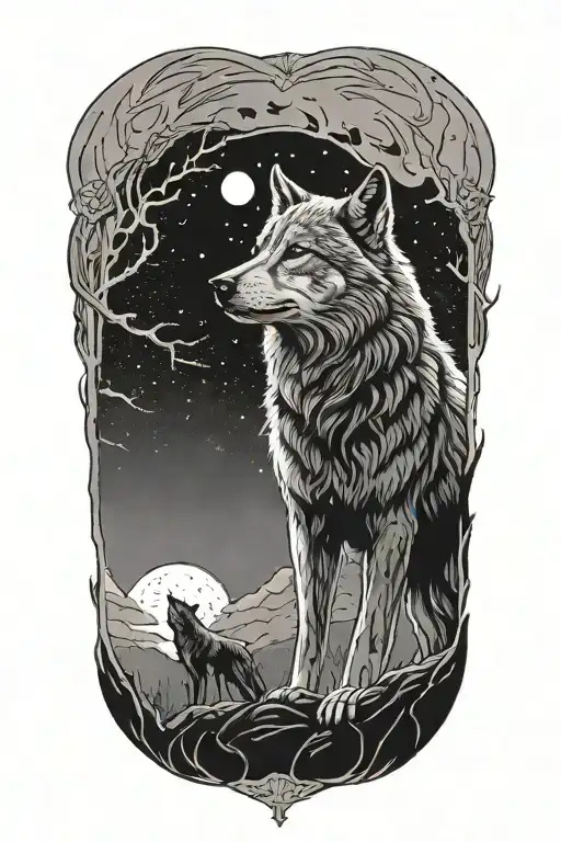 Stoic Lone Wolf Moon Night Blood Dripping
