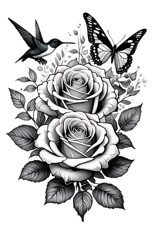 Rose Love You Later And Humming Bird And Butterfly