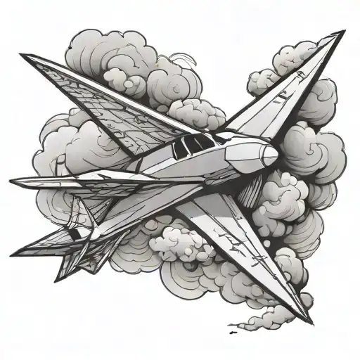 Paper Airplane Flying Into The Cloouds