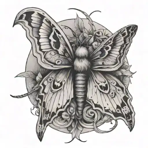 Lunar Moth With Snake Wrapped Around It Themed Tattoo Featuring