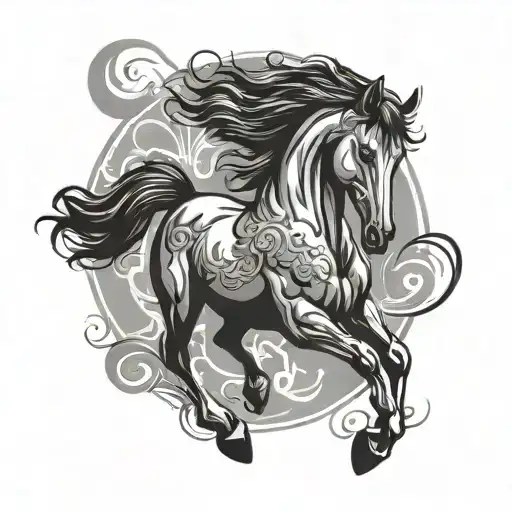 Year Of The Horse Galloping Horse Surrounded