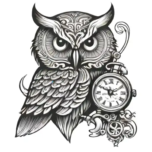 Simple Owl With Clock Inside
