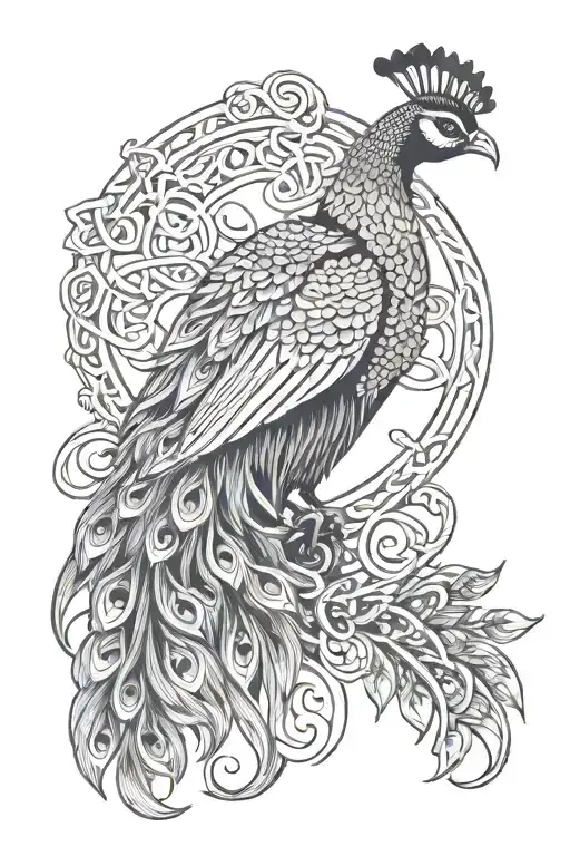 Celtic Knot With Peacock Perched