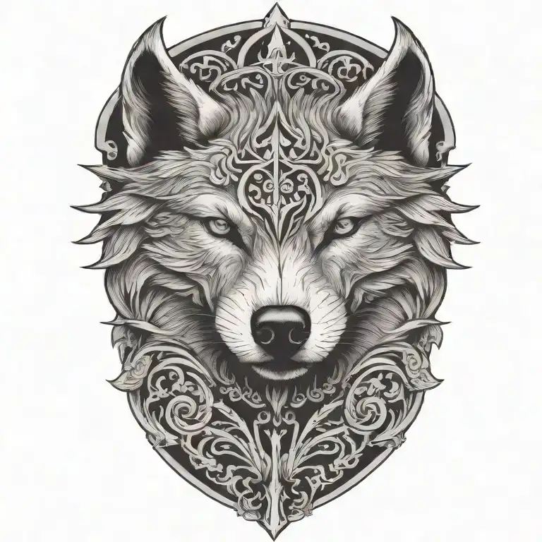 Wolf Head On A Black