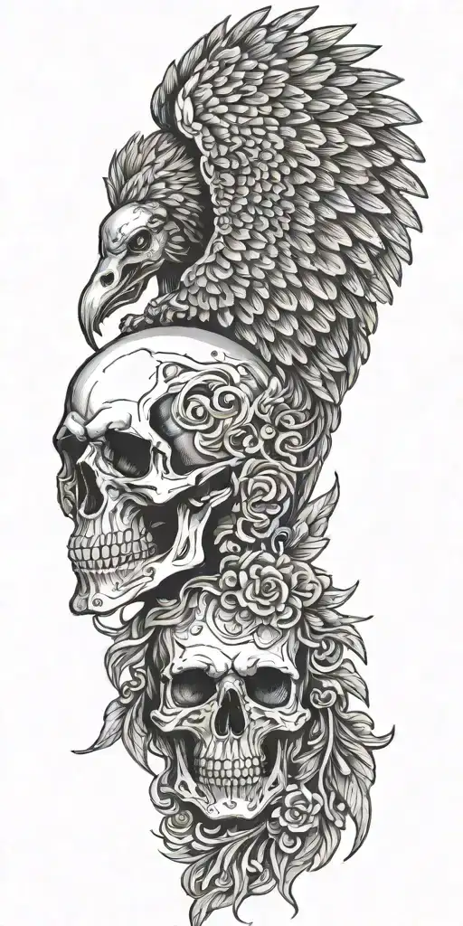 Men Angel Eagle Skull