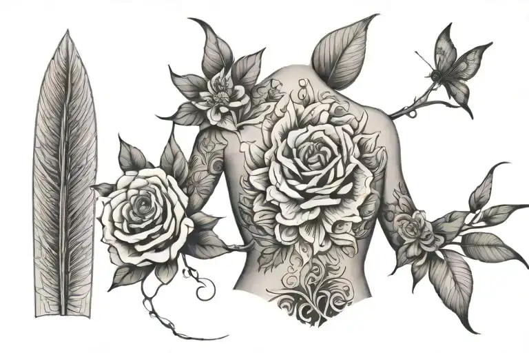 Delicate Line Drawing Style On Low Back