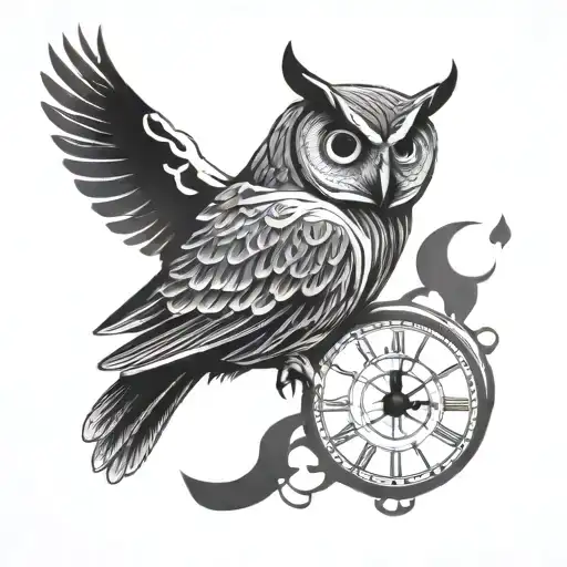 Minimalist Owl With Clock Inside