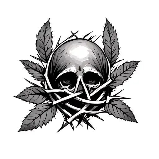 Laurel Leaves Intertwined With Crown Of Thorns Wrapped Slightly Less Detailed Bigger