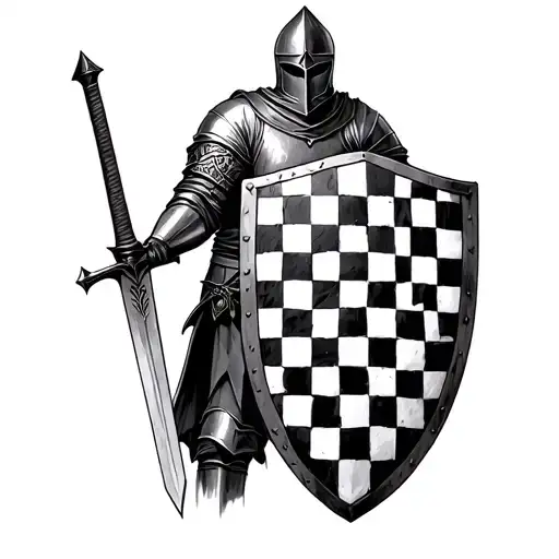 A Knight Drawing His Sword And His Shield Has The Croatian Checkers