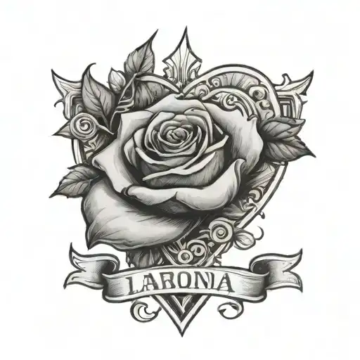 Rose And Heart With A Banner That Reads Larhonda In It