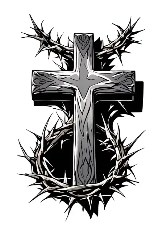 Cross Surrounded By Crown Of Thorns