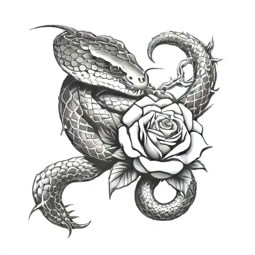 Snake And Rose Thorn