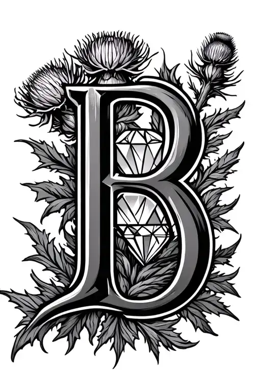 Scottish Thistle And Diamond B Letters