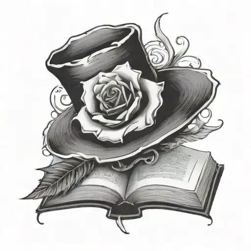 Open Book Single Rose Magician's Hat