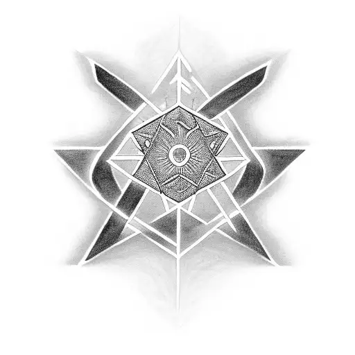 Design A Minimalist Black And Grey Tattoo Of A Caduceus Symbol Combined With The Star Of David