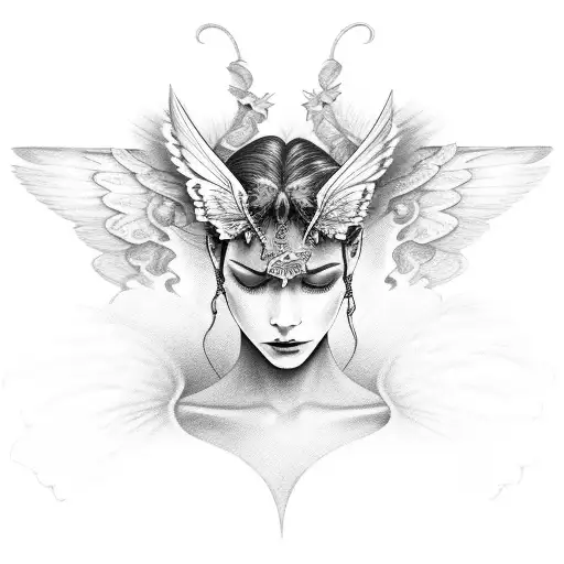 Angel With Purple Butterfly Wings