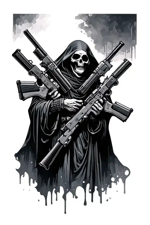 Grim Reaper Holding Multiple Guns