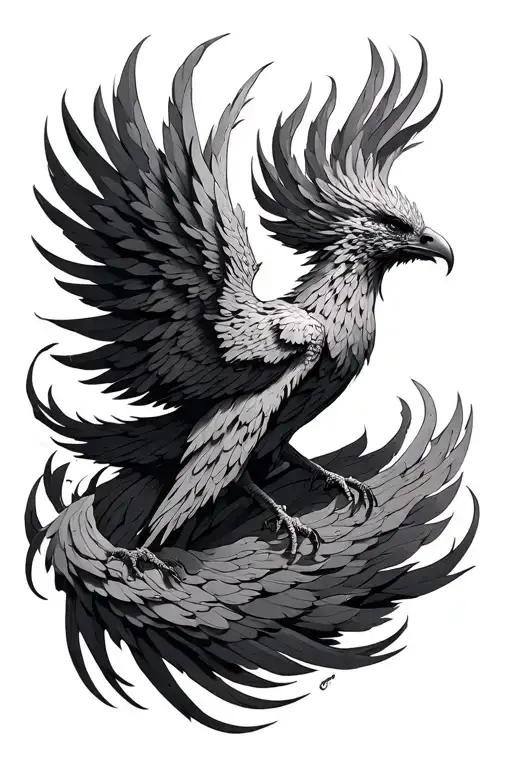 Vegvasir With A Phoneix Rising Phoenix Bird