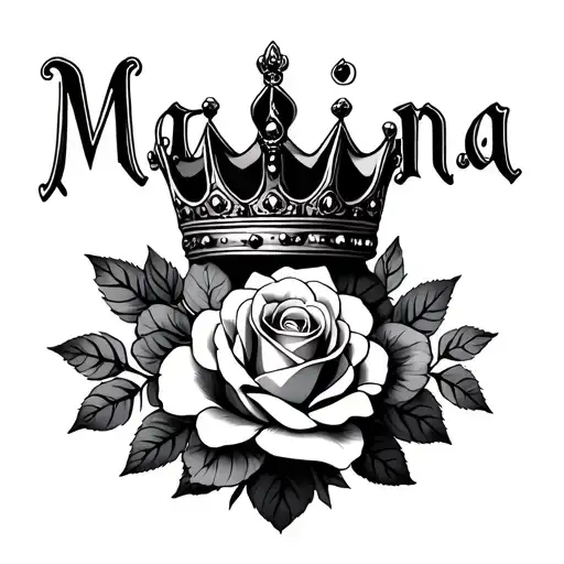 The Name Mariana With A Crown And Roses Blooming Around The Name As Letters