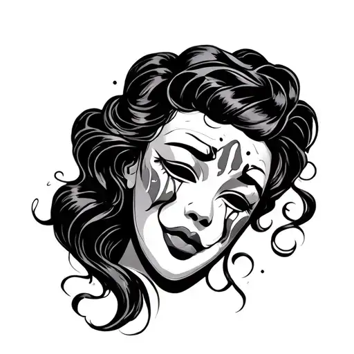 Happy And Crying Female Theater Mask