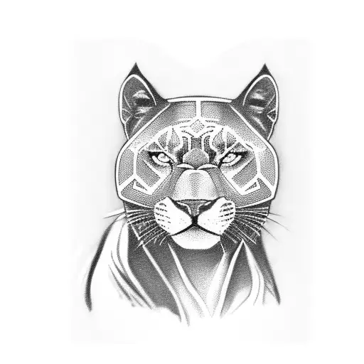 A Black Panther With An Hour Glass In Its Mouth