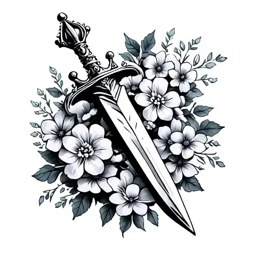 Dagger With Crown And Forget Me Nots Surrounding