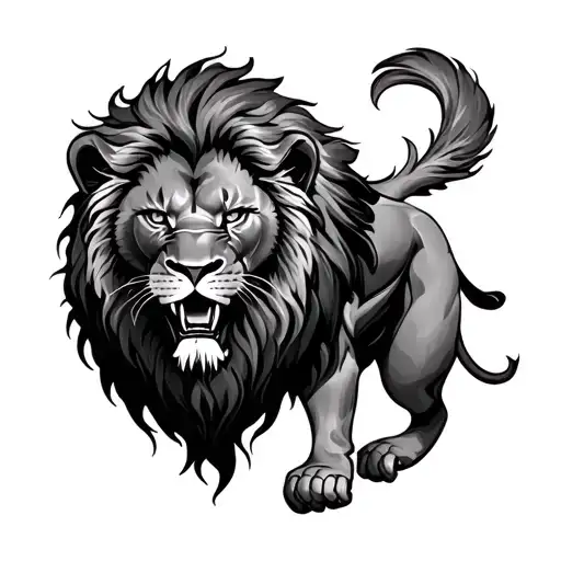 Ferocious Lion And Time Piece