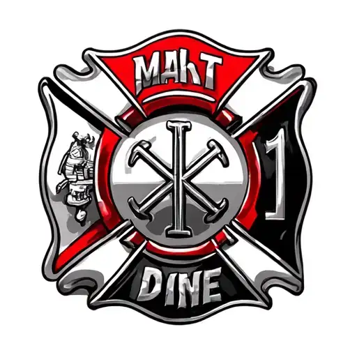 Firefighter Maltese Cross Red Line Flag Intertwined