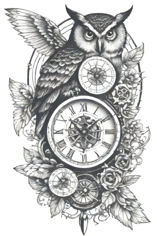 Owl Dragonfly Compass Clock Cogs