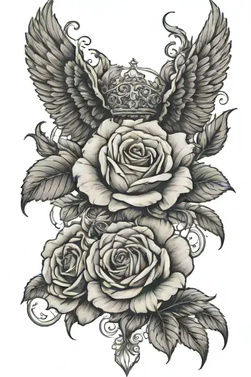 Hermes Cadeceus In The Middle Of A Rose